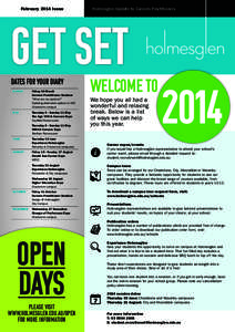 February 2014 Issue  Holmesglen Update to Careers Practitioners Get Set Dates for your diary