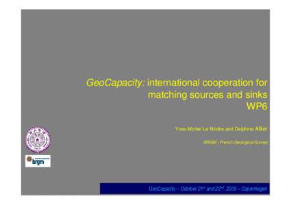 GeoCapacity: international cooperation for matching sources and sinks WP6 Yves-Michel Le Nindre and Delphine Allier BRGM - French Geological Survey