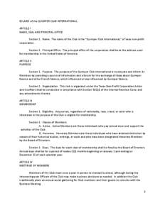 BYLAWS of the QUIMPER CLUB INTERNATIONAL ARTICLE I NAME, SEAL AND PRINCIPAL OFFICE Section 1. Name. The name of the Club is the “Quimper Club International,” a Texas non-profit corporation. Section 2. Principal Offic