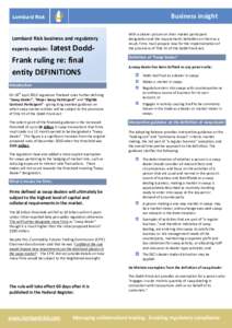 Business insight Lombard Risk business and regulatory latest DoddFrank ruling re: final entity DEFINITIONS experts explain: