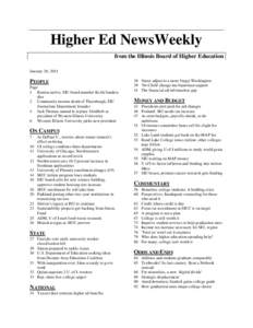 Higher Ed NewsWeekly from the Illinois Board of Higher Education January 20, 2011 PEOPLE Page