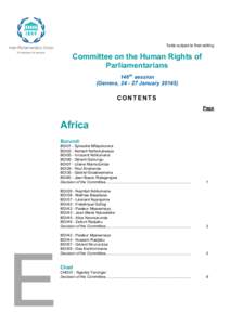 Texts subject to final editing  Committee on the Human Rights of Parliamentarians 146th session (Geneva, [removed]January 20145)
