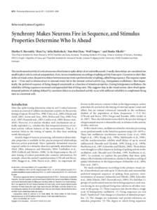 8570 • The Journal of Neuroscience, June 8, 2011 • 31(23):8570 – 8584  Behavioral/Systems/Cognitive Synchrony Makes Neurons Fire in Sequence, and Stimulus Properties Determine Who Is Ahead