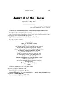 MAY 26, Journal of the House SEVENTY-FIRST DAY