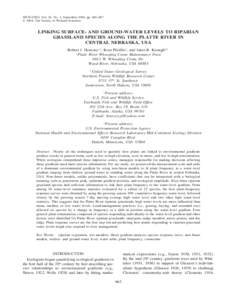 WETLANDS, Vol. 24, No. 3, September 2004, pp. 665–687 q 2004, The Society of Wetland Scientists LINKING SURFACE- AND GROUND-WATER LEVELS TO RIPARIAN GRASSLAND SPECIES ALONG THE PLATTE RIVER IN CENTRAL NEBRASKA, USA