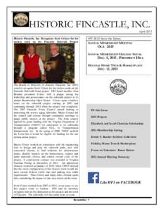 HISTORIC FINCASTLE, INC. April 2015 Historic Fincastle, Inc. Recognizes Scott Critzer for his tireless work on the Fincastle Sidewalk Project  HFI 2015 Save the Dates: