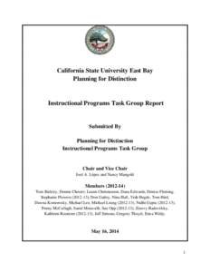 California State University East Bay Planning for Distinction Instructional Programs Task Group Report  Submitted By