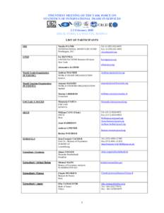 TWENTIEST MEETING OF THE TASK FORCE ON STATISTICS OF INTERNATIONAL TRADE IN SERVICES 2-3 February 2005 OECD, PARIS, LA MUETTE, ROOM 4 LIST OF PARTICIPANTS