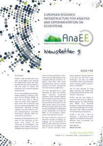EUROPEAN RESEARCH INFRASTRUCTURE FOR ANALYSIS AND EXPERIMENTATION ON ECOSYSTEMS  Newsletter 5