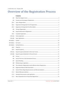 COMPENDIUM:  Chapter 200 Overview of the Registration Process Contents