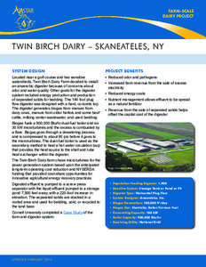 STAR  FARM-SCALE DAIRY PROJECT  TWIN BIRCH DAIRY – SKANEATELES, NY