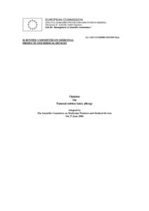 EUROPEAN COMMISSION HEALTH & CONSUMER PROTECTION DIRECTORATE-GENERAL Directorate B - Scientific Health Opinions Unit B2 - Management of scientific committees I  Doc.SANCO/SCMPMD[removed]Final