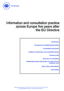 Information and consultation practice across Europe five years after the EU Directive