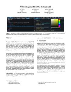 A CSS Integration Model for Declarative 3D Jan Sutter∗ DFKI Saarland University  Kristian Sons†