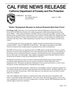 C A L FIR E N E W S R E L E A S E California Department of Forestry and Fire Protection CONTACT: Russ Henly Asst. Deputy Director[removed]