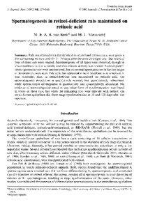 Spermatogenesis in retinol-deficient rats maintained on retinoic acid