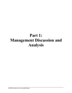 Part 1: Management Discussion and Analysis DoD Performance and Accountability Report