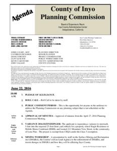 County of Inyo Planning Commission Board of Supervisors Room Inyo County Administrative Center Independence, California