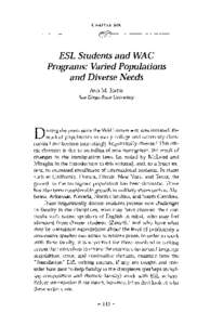 CHAPTER SIX  ESL Students and WAC Programs: Varied Populations and Diverse Needs ANN