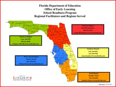 Florida Department of Education Office of Early Learning School Readiness Program Regional Facilitators and Regions Served Escambia