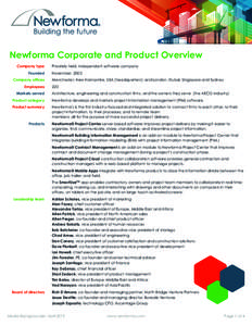 Newforma Corporate and Product Overview Company type
