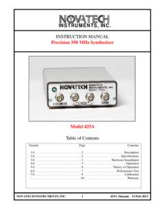 IN STR U M EN TS , IN C . INSTRUCTION MANUAL Precision 350 MHz Synthesizer