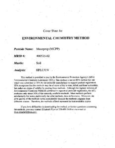 Environmental Chemistry Methods: Mecoprop (MCPP); [removed]