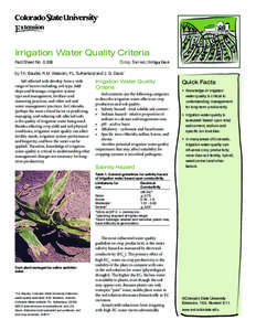 Irrigation Water Quality Criteria 	Fact Sheet No.	[removed]C r o p Ser ies| Irrigation  by T.A. Bauder, R.M. Waskom, P.L. Sutherland and J. G. Davis*