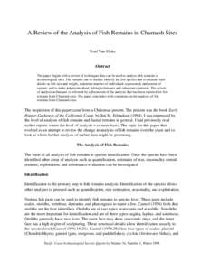 A Review of the Analysis of Fish Remains in Chumash Sites Noel Van Slyke