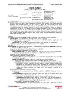 equineline.com 40DP Edited Pedigree with Beyer Speed Figures[removed]:47:53 EST Icicle Angel Dark Bay or Brown Mare; Feb 15, 1997