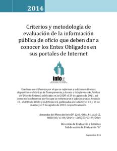 2014 Criterios y metodología de evaluación de la información pública de oficio que deben dar a conocer los Entes Obligados en sus portales de Internet