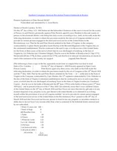 Southern Campaign American Revolution Pension Statements & Rosters Pension Application of Peter Barrott S41427 Transcribed and annotated by C. Leon Harris District of North Carolina To Wit On this 14th day of May A.D. 18