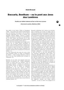 Alain Brossat  Beccaria, Bentham – ou le pont aux ânes des Lumières Postface de l‘édition italienne de Pour en ﬁnir avec la prison (Carcerare la societa, Elèuthera 2003)