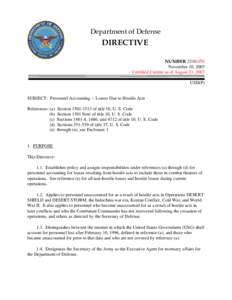 DoD Directive 2310.07E, November 10, 2003; Certified Current as of August 21, 2007