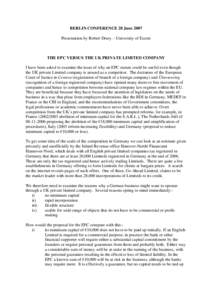 Corporations law / Private law / Structure / English law / Business law / Limited liability company / Private company limited by shares / United Kingdom company law / Corporate law / Types of business entity / Law / Legal entities