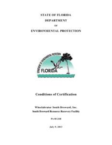 STATE OF FLORIDA DEPARTMENT OF ENVIRONMENTAL PROTECTION