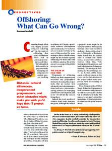 Offshoring: What Can Go Wrong? Norman Matloff C