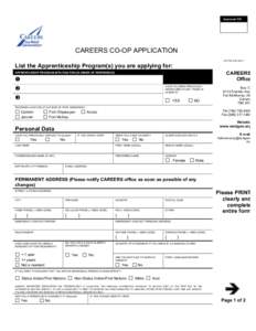 Approved Y/N  CAREERS CO-OP APPLICATION (OFFICE USE ONLY)  List the Apprenticeship Program(s) you are applying for: