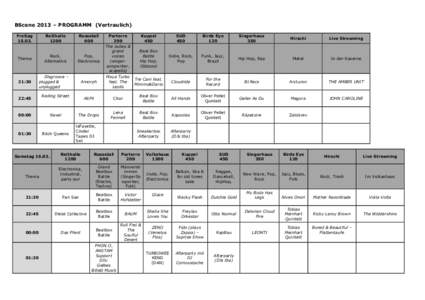 BScene 2013 – PROGRAMM (Vertraulich) Freitag[removed]Reithalle 1200