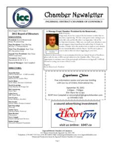 Chamber Newsletter INGERSOLL DISTRICT CHAMBER OF COMMERCE July/August 2012 Issue[removed]Board of Directors EXECUTIVE: