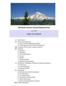 Mt Rainier Volcanic Hazards Response Plan  July 1999 