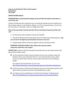 Using the Deerfield Raid of 1704 to Teach Literature Melba Divens July[removed]IDENTIFY DESIRED RESULTS PREREADING-What overarching understandings are desired? What will students understand as a result of this unit?