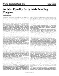 World Socialist Web Site  wsws.org Socialist Equality Party holds founding Congress