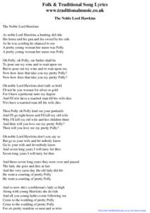 Folk & Traditional Song Lyrics - The Noble Lord Hawkins