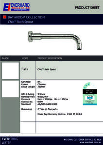 PRODUCT SHEET BATHROOM COLLECTION Chic™ Bath Spout IMAGE