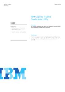 Business Analytics Data Sheet Cognos Software  IBM Cognos Trusted