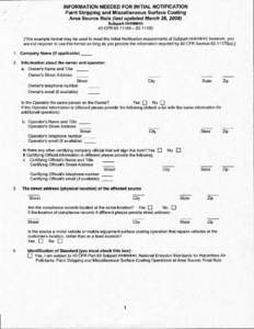 INFORMATION NEEDED FOR INITIAL NOTIFICATION Paint Stripping and Miscellaneous Surface Coating
 Area Source Rule (last updated March 26, 2008) Subpart HHHHHH