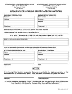 REQUEST FOR HEARING BEFORE THE APPEALS OFFICER