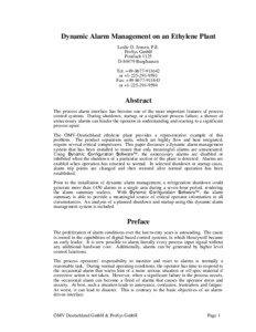 Dynamic Alarm Management on an Ethylene Plant Leslie D. Jensen, P.E. ProSys GmbH