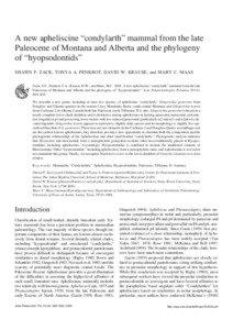 A new apheliscine “condylarth” mammal from the late Paleocene of Montana and Alberta and the phylogeny of “hyopsodontids”